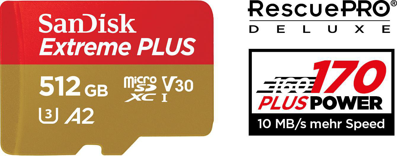 SANDISK Extreme Plus, Micro-SDXC Speicherkarte, 512 GB, 170 MB/s