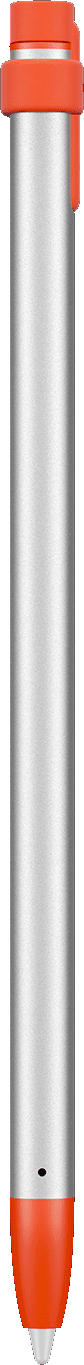 Metallstift mit orangefarbenen Akzenten, auf schwarzem Hintergrund.