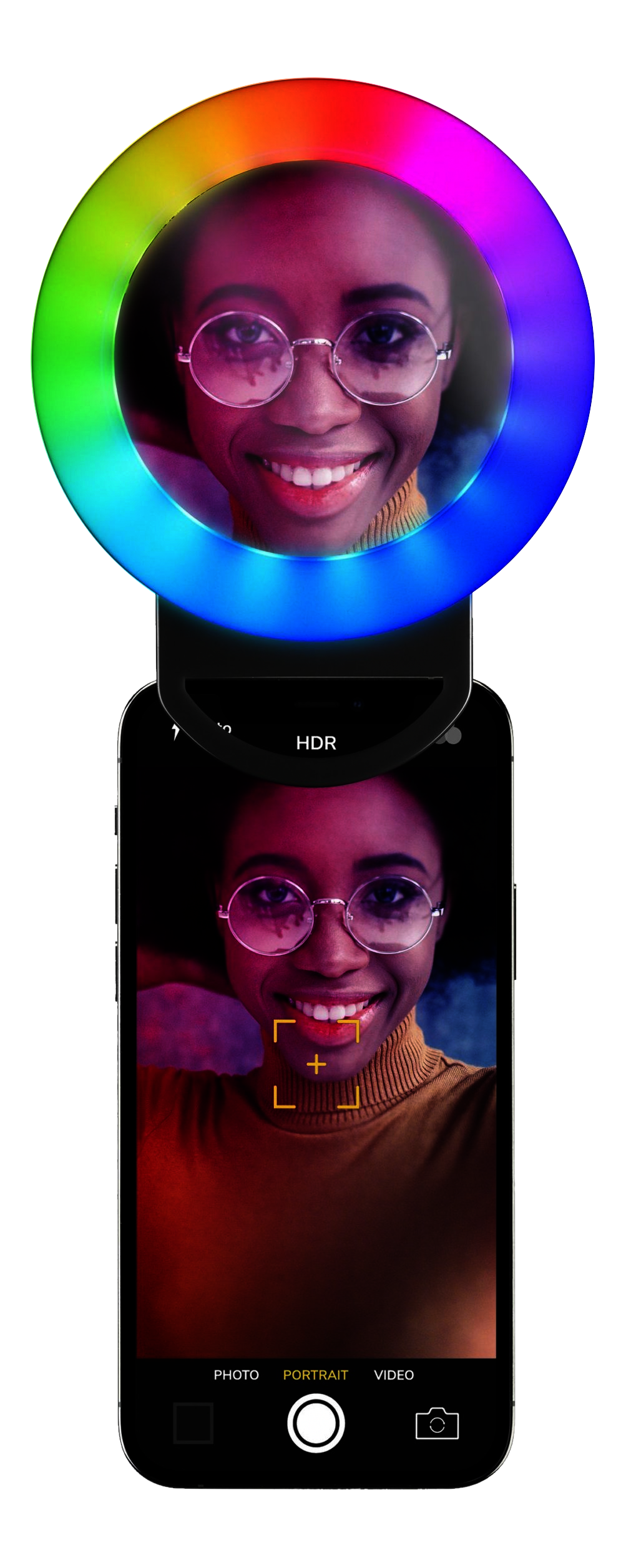 CELLULAR LINE Selfie Ring Pocket - Anneau lumineux à LED (Noir)