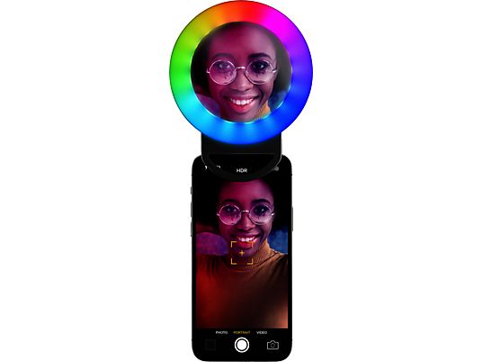 CELLULAR LINE Selfie Ring Pocket - Luce anulare a LED (Nero)