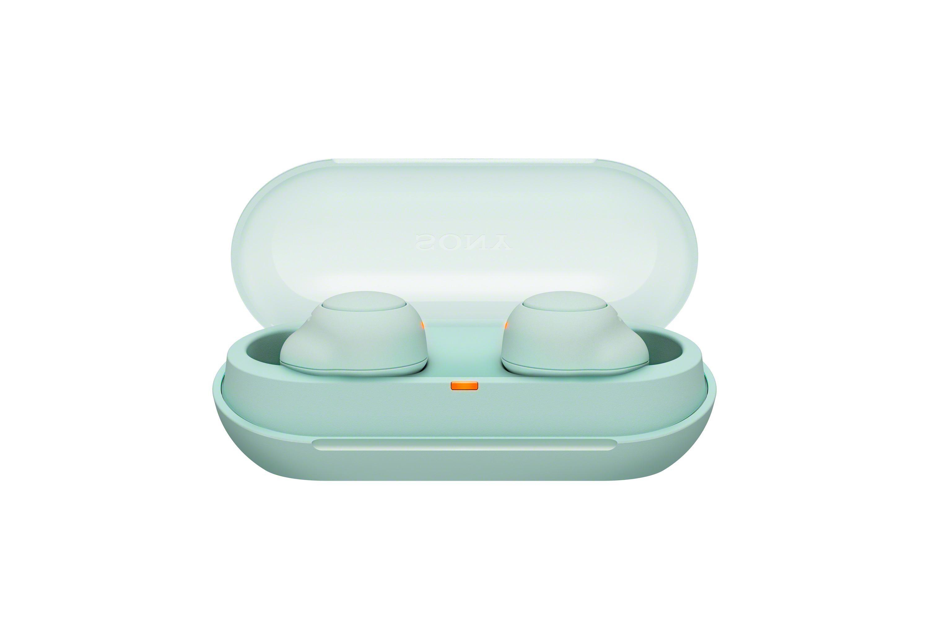 SONY WF-C500 Ladeetui, Grün Bluetooth Earbuds, In-ear Kopfhörer