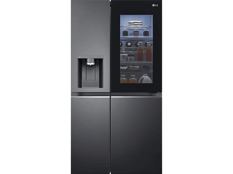LG GSXV90MCDE mit Craft Ice, InstaView Door-in-Door®, Side-by-Side (635 l, E, 1790 mm hoch, Matte Black)