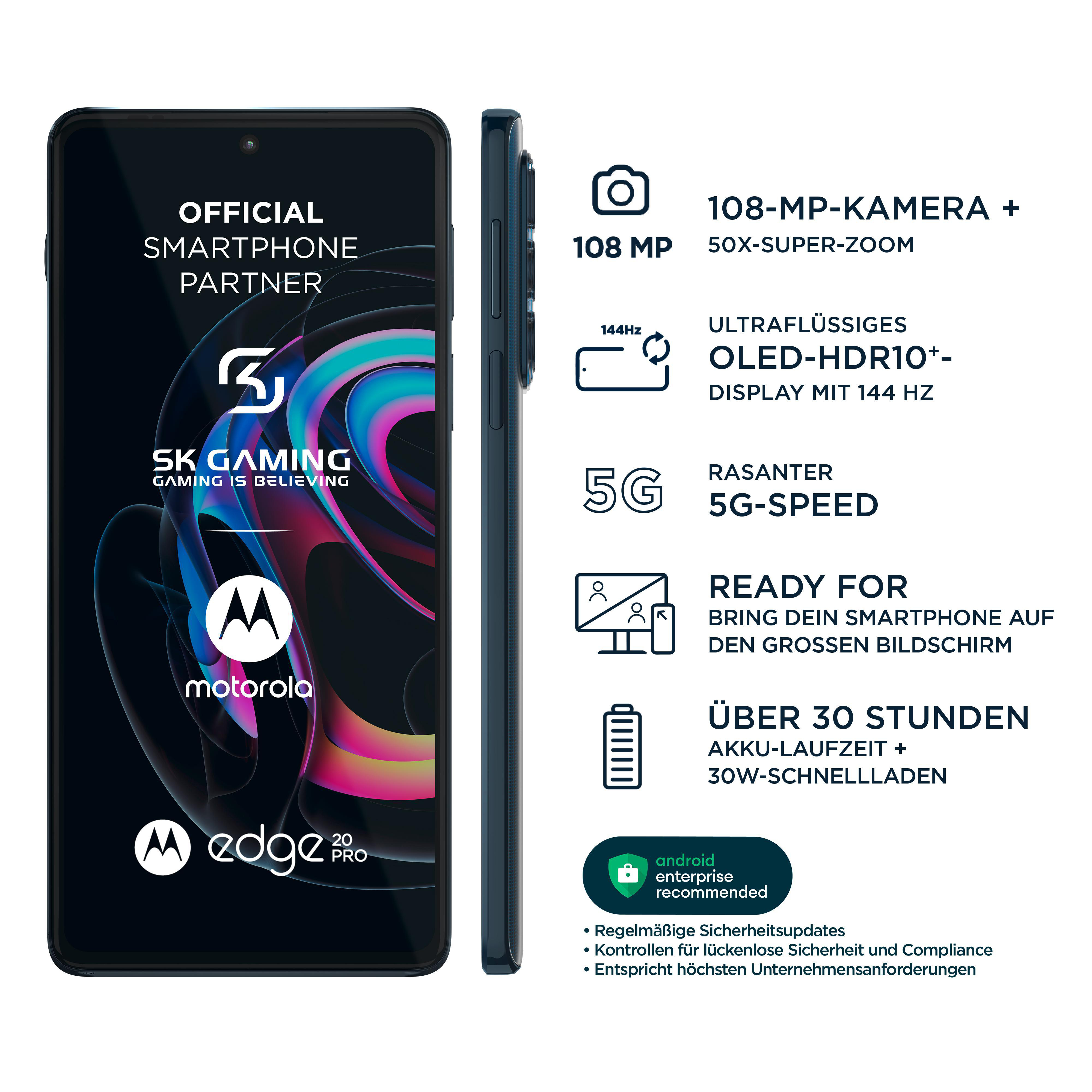 MOTOROLA Edge 20 Pro 5G 256 GB Mitternachtsblau Dual SIM