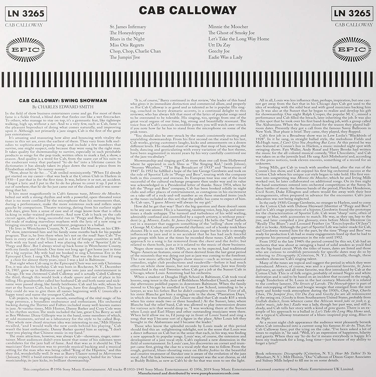 Egy újság oldala szöveggel és egy CAB CALLOWAY feliratú logóval.