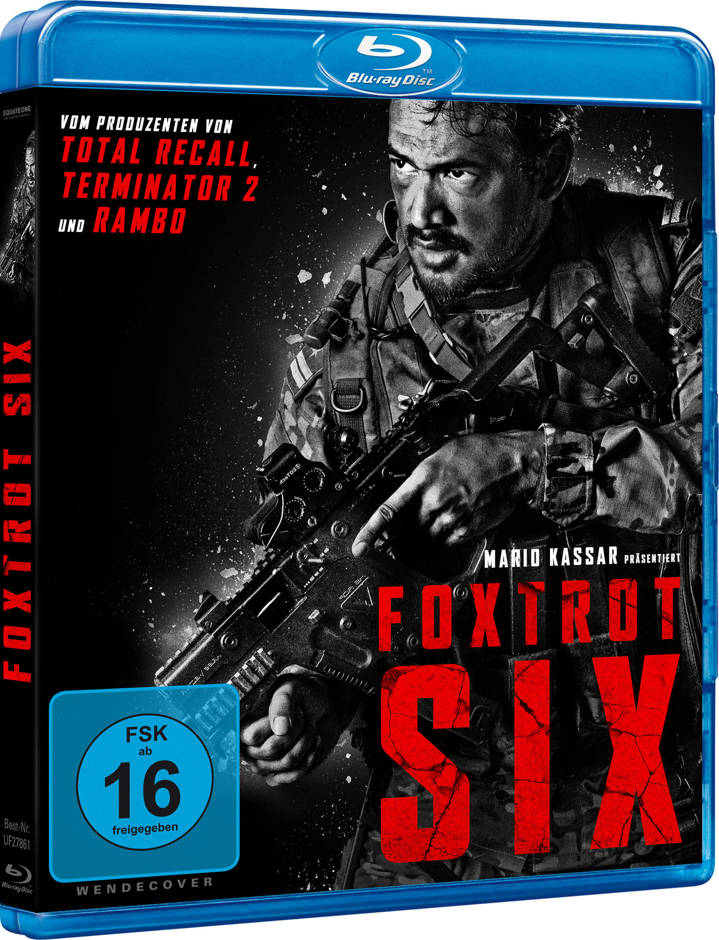 Foxtrot Six Blu-ray Box. Ein Soldat mit einer Waffe ist auf dem Cover. FSK 16 Logo.