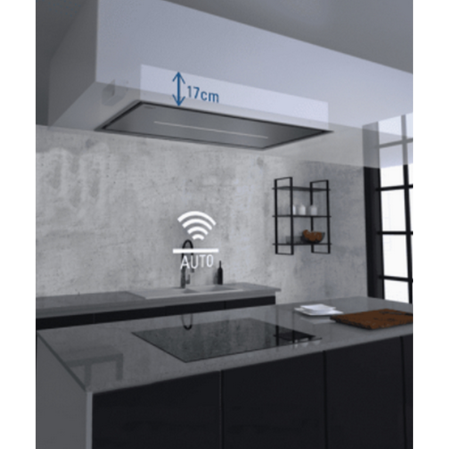 Campana de isla - Cata BENNU SLIM 900 X, Isla, Decorativa, 620 m³/h, 3 Velocidades  + 1 Turbo Motor, 86 cm, Inox