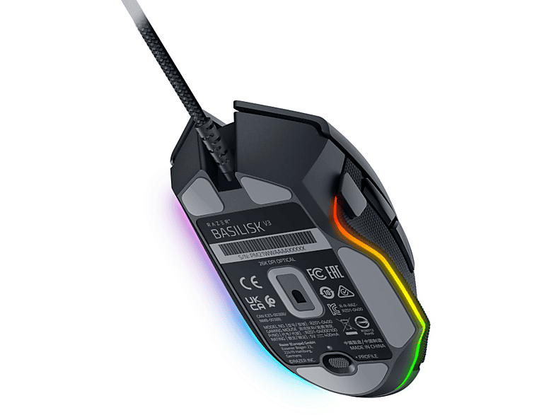 Razer Gaming Maus Basilisk V3, USB, 26000 dpi, 11-Tasten, 650IPS/50G, Razer Chroma RGB, Schwarz — Foto 4 von 4