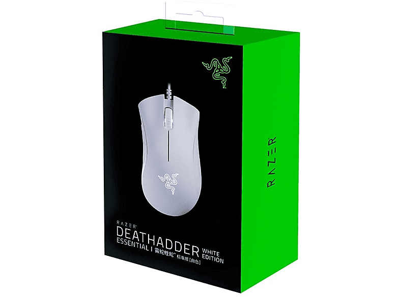 Razer Gaming Maus Deathadder Essential, USB, 6400 dpi, 5-Tasten, 1000Hz, 220IPS/30G, RGB-LED, Weiß — Foto 4 von 4