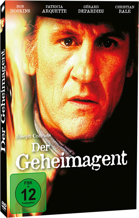 DVD-Cover: Gerard Depardieu. Der Titel 'Der Geheimagent' in Weiß. Schauspielernamen oben.