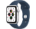 APPLE Watch Series SE - Boîtier Aluminium Argenté 44mm, Bracelet Sport Bleu (MKQ43NF/A)
