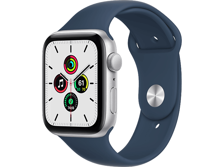 APPLE Watch Series SE - Aluminium kast Zilver 44mm, Sportbandje Blauw (MKQ43NF/A)