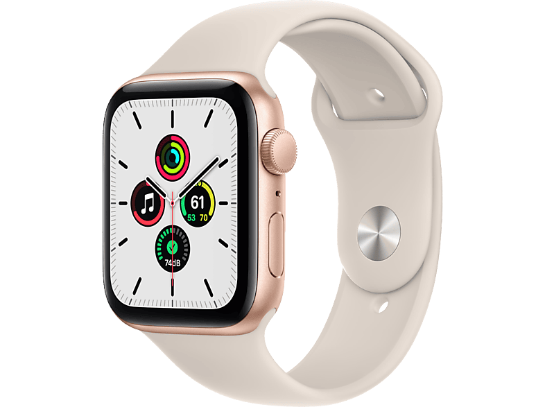 APPLE Watch Series SE - Aluminium kast Goud 44mm, Sportbandje Rozenkwarts (MKQ53NF/A)