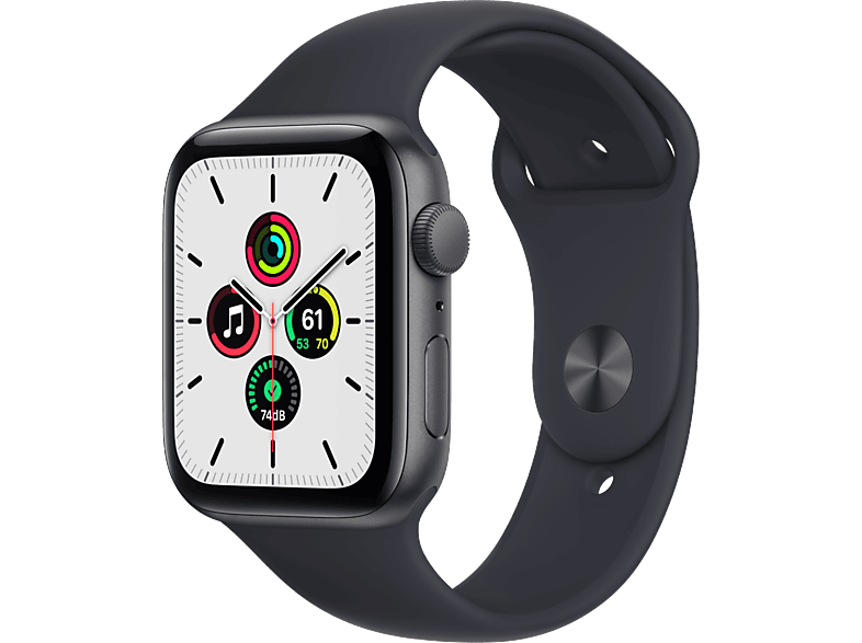 APPLE Watch Series SE - Aluminium kast Spacegrijs 44mm, Sportbandje Zwart (MKQ63NF/A)