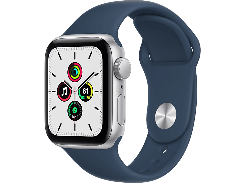 APPLE Watch Series SE - Aluminium kast Zilver 40mm, Sportbandje Blauw (MKNY3NF/A)