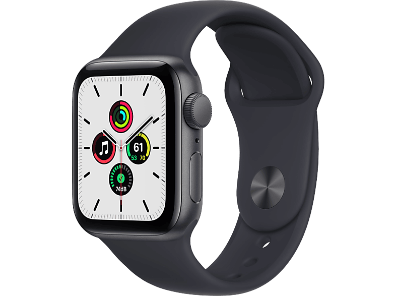 APPLE Watch Series SE - Aluminium kast Spacegrijs 40mm, Sportbandje Zwart (MKQ13NF/A)