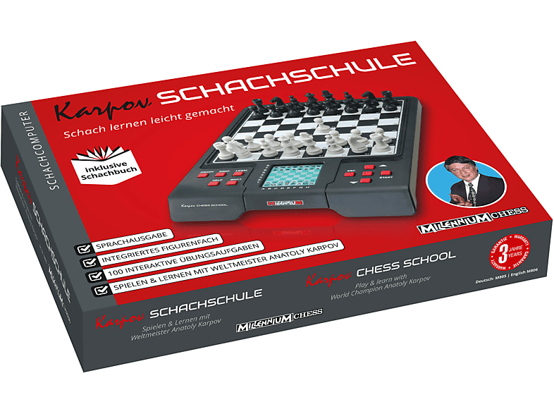 MILLENNIUM 2000 Karpov Schachschule (M805) Schachcomputer, Schwarz/weiss