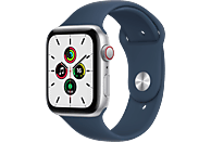 Apple Watch SE, GPS+CELL, 44 mm, Caja de aluminio en plata, Correa deportiva color abismo