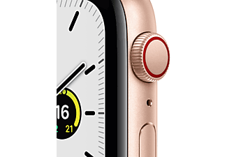 Apple Watch SE, GPS+CELL, 44 mm, Caja de aluminio en oro, Correa deportiva color blanco estrella