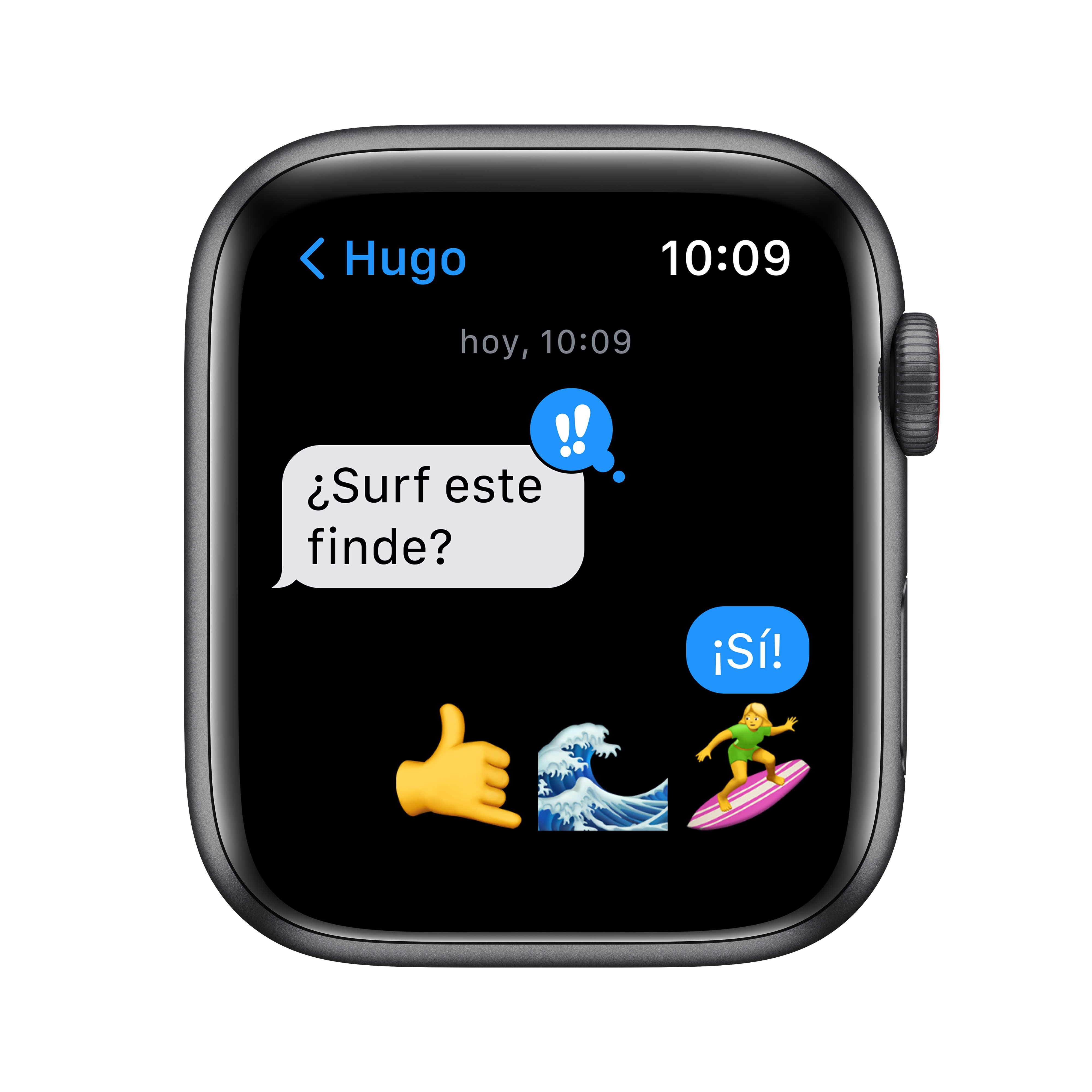 Apple Watch con mensaje de texto.