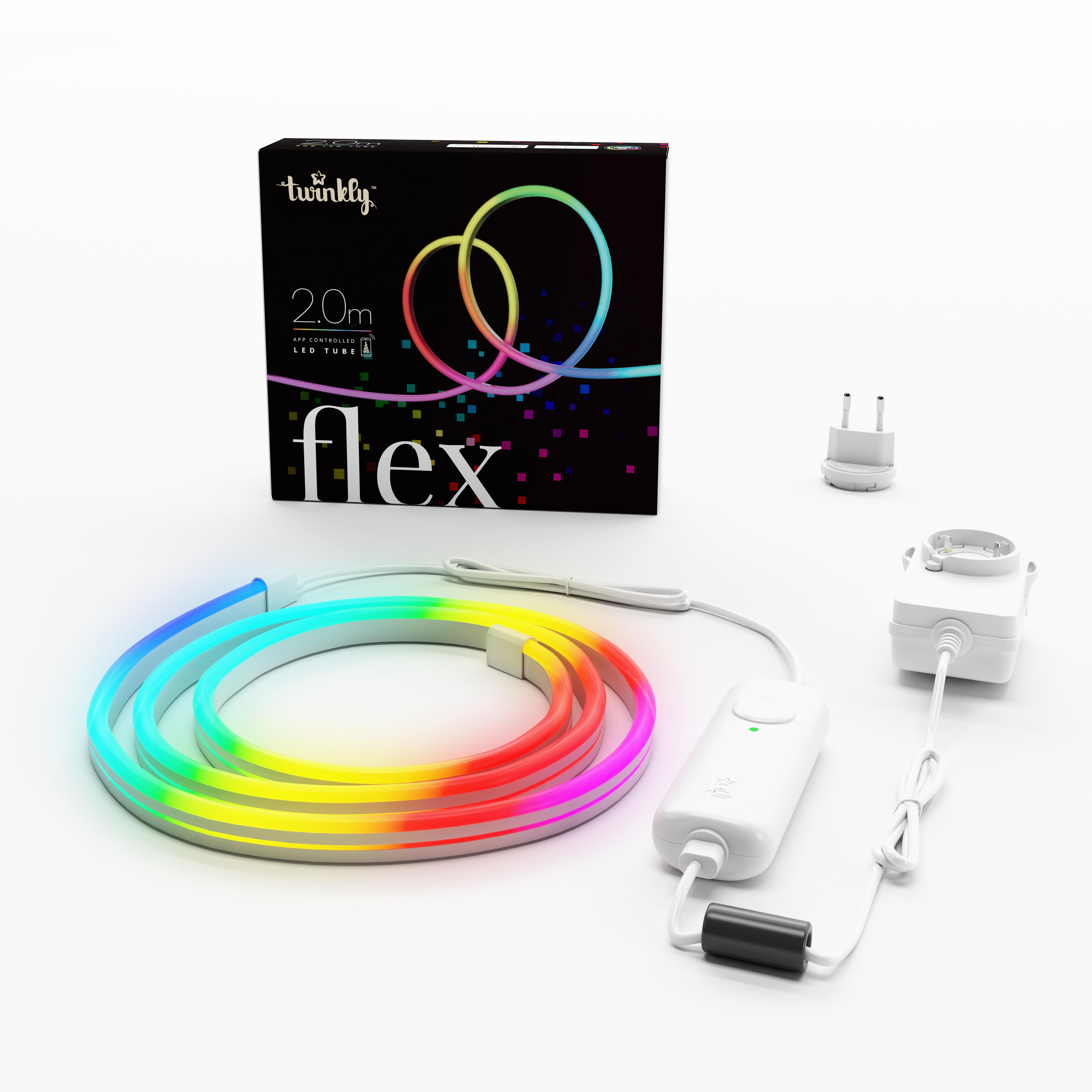 Twinkly Flex LED-Schlauch mit Netzteil und Steuereinheit.