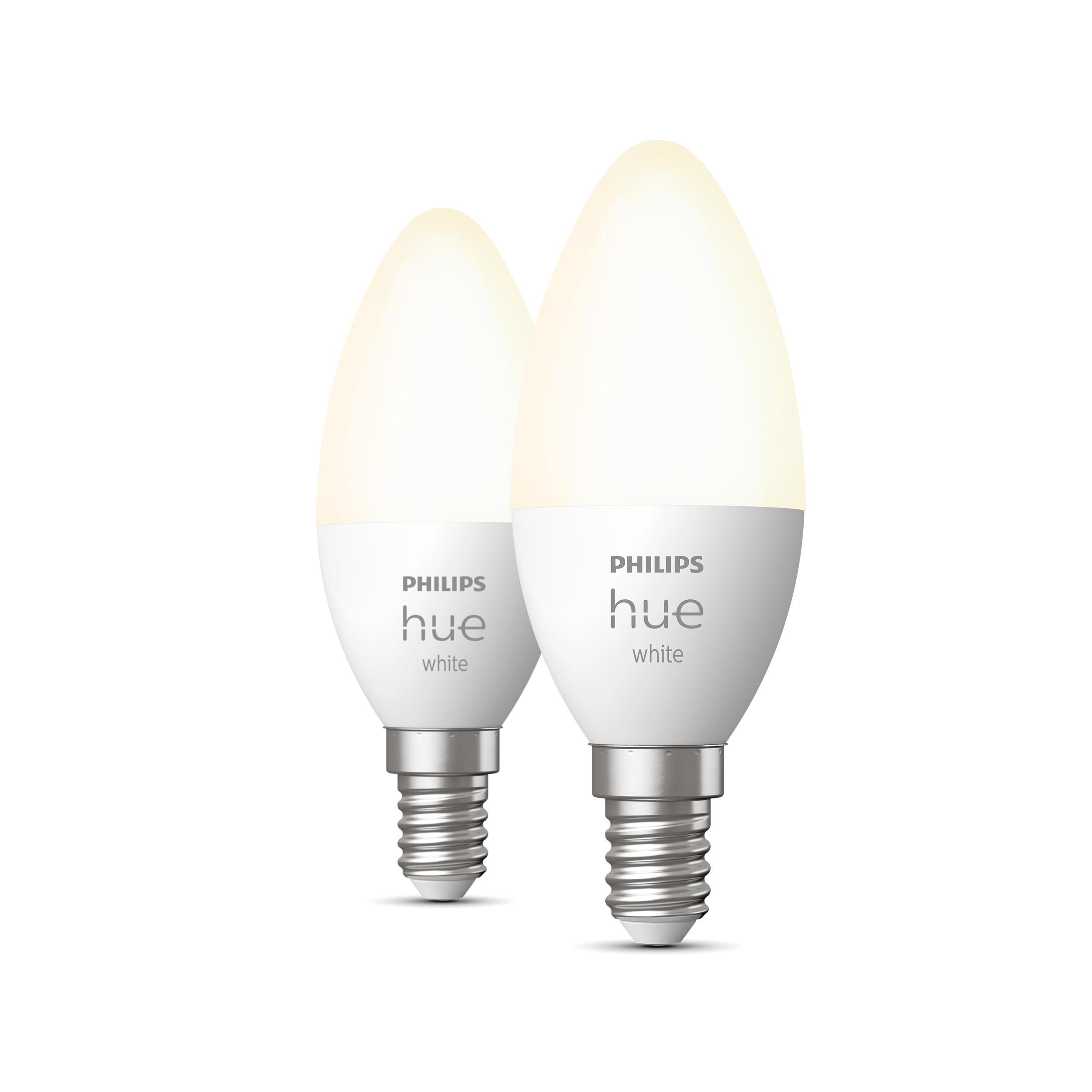 PHILIPS Hue Lampe LED Warmweiß Doppelpack E14 White