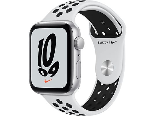 REACONDICIONADO Apple Watch Nike SE (2021), GPS, 44 mm, Caja de aluminio en plata, Correa Nike Sport platino puro/negro