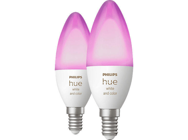 Hue PHILIPS E14 Amb. White Doppelpack Lampe Col. LED Mehrfarbig & 2x470