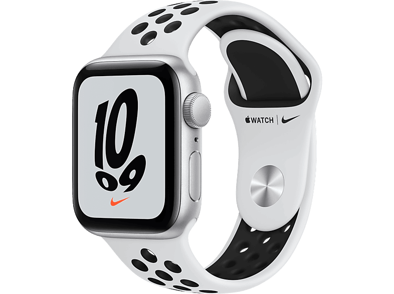 APPLE Watch Series SE Nike - Aluminium kast Zilver 40mm, Sportbandje Nike Platina/Zwart (MKQ23NF/A)