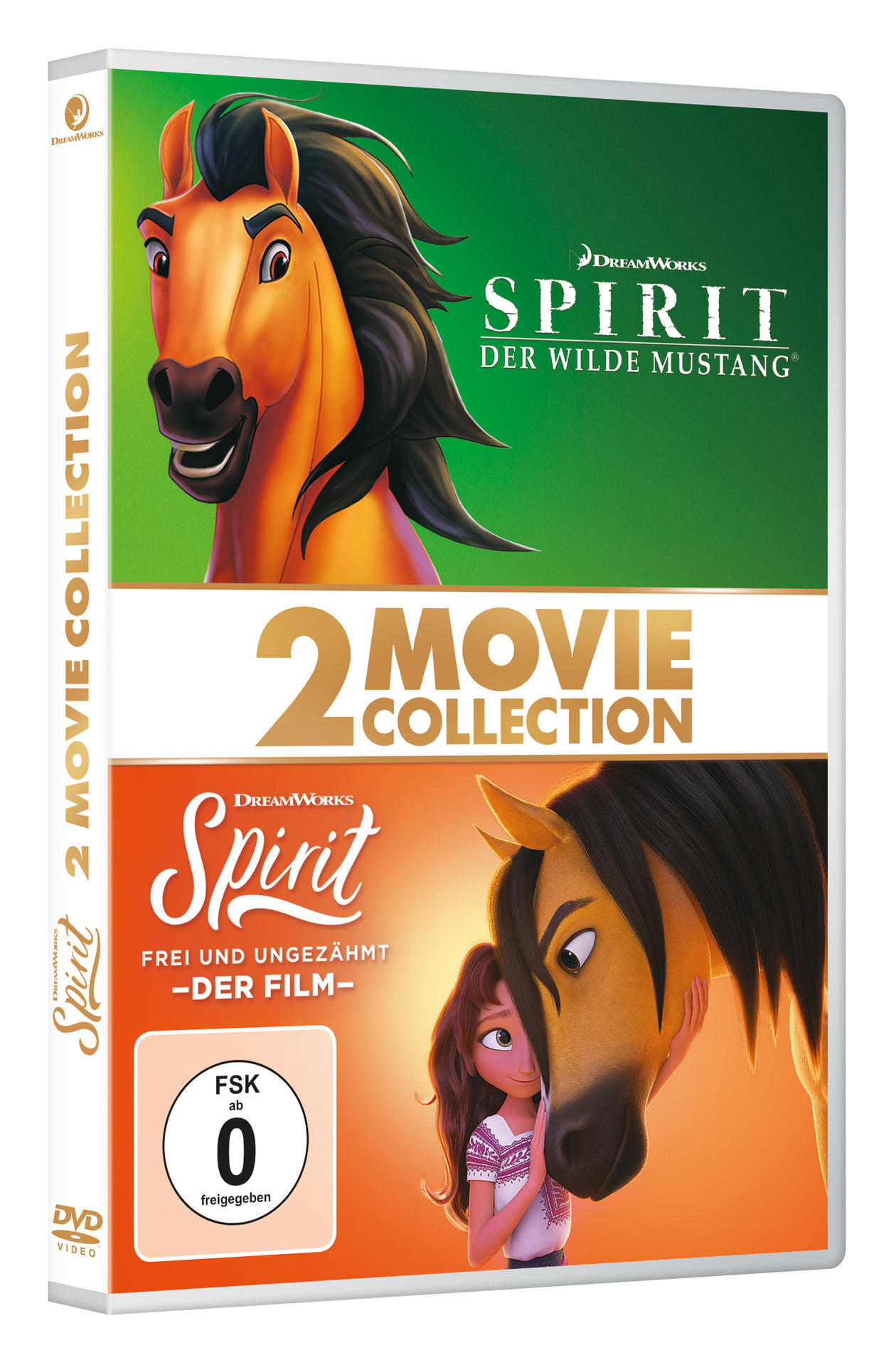 DVD-Hülle der Filmkollektion Spirit: Stallion of the Cimarron. Zwei Filmcover.