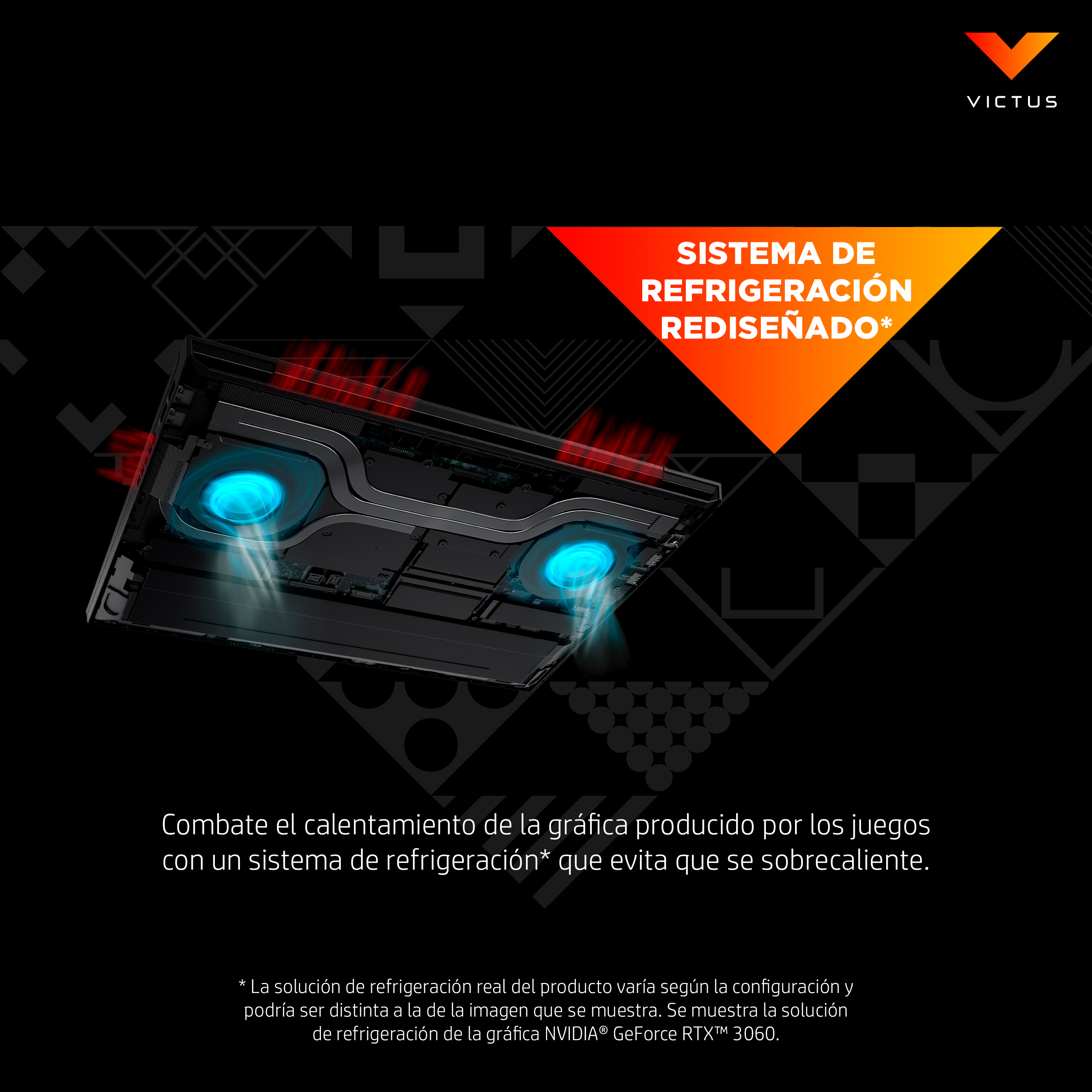 Diagrama del sistema de refrigeración de la computadora portátil, con texto en español.