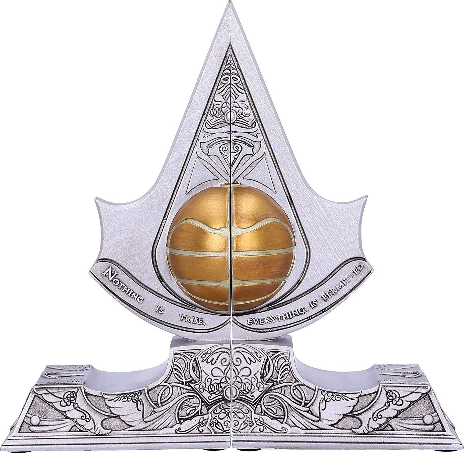 NEMESIS NOW Assassin's Creed - Edenapfel - Buchstützen (Silber/Gold/Schwarz)