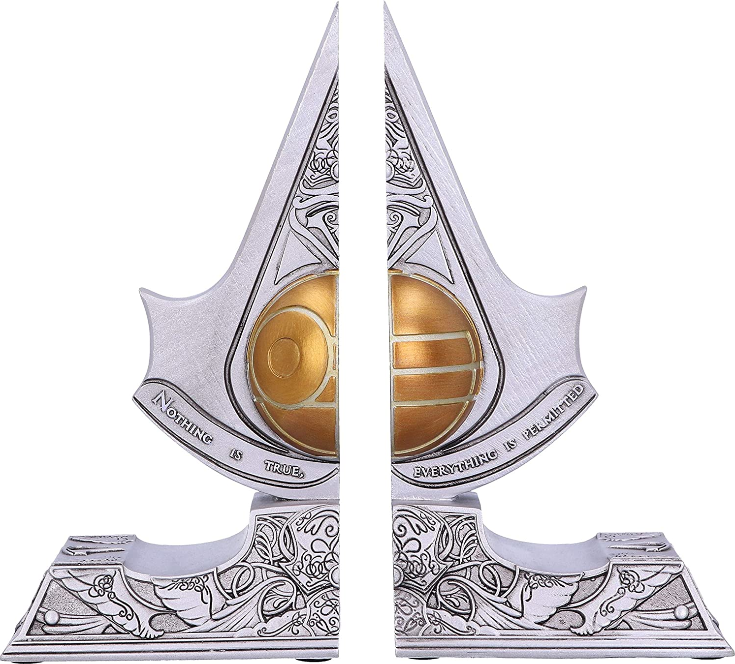 NEMESIS NOW Assassin's Creed - Edenapfel - Buchstützen (Silber/Gold/Schwarz)