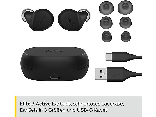 JABRA Elite 7 Active ANC Sport  - True Wireless Kopfhörer (In-ear, Schwarz)
