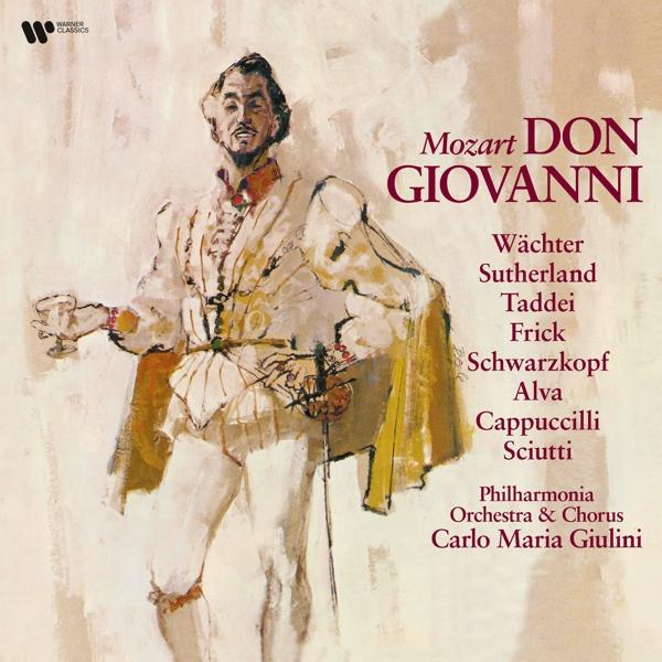 Mozart Don Giovanni operájának borítója, egy poharat tartó férfival, szöveggel és logókkal.