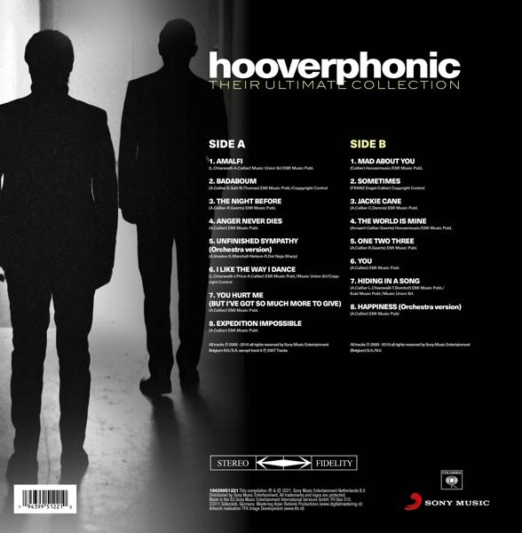 Een zwart-wit albumhoes met silhouetten van twee mannen, tracklist rechts.