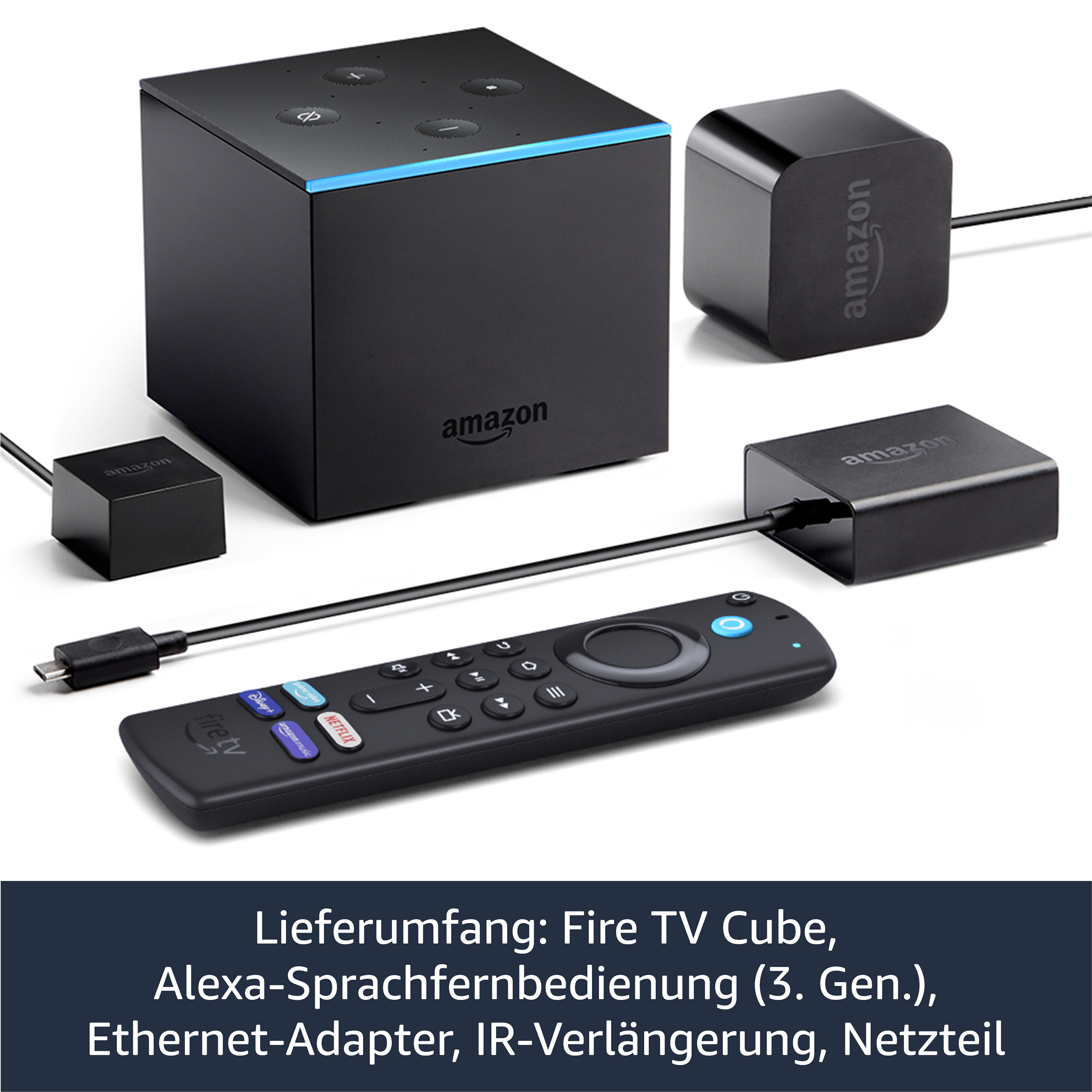 AMAZON Fire TV Cube (2021) mit Alexa-Sprachfernbedienung, Ultra HD, schwarz
