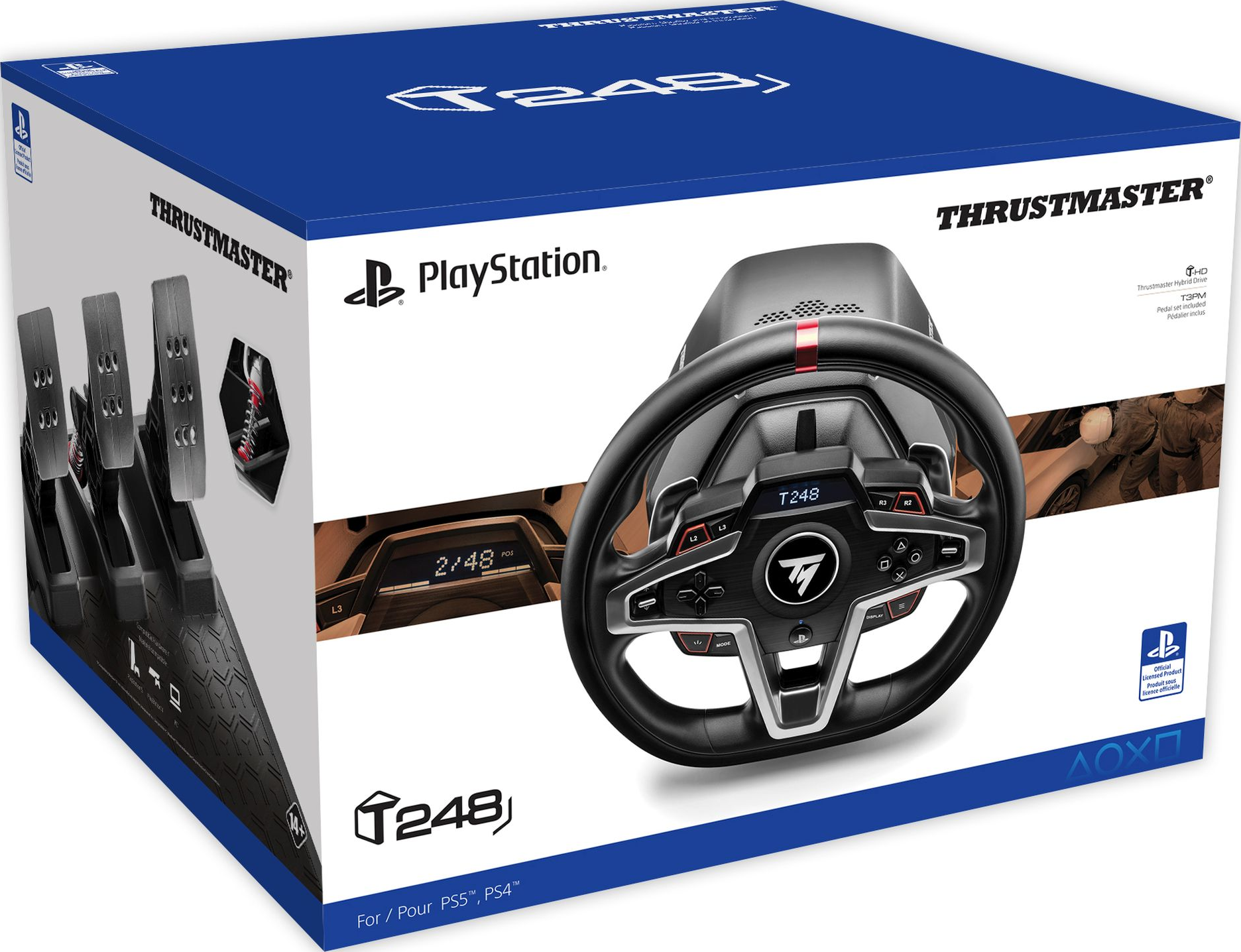 Boîte pour un ensemble de volant de course. La boîte a un logo PlayStation et une image du volant.