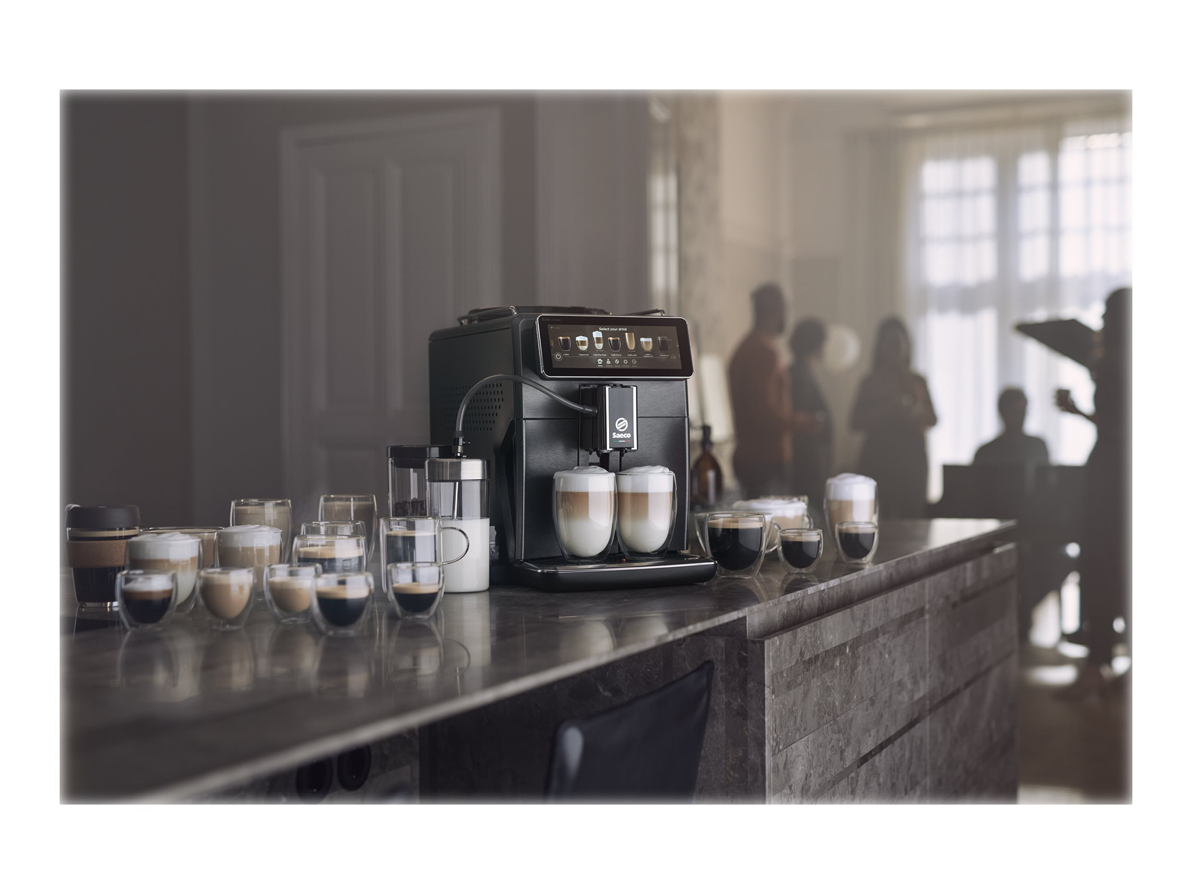 SAECO SM8780/00 Xelsis Deluxe Kaffeevollautomat (Klavierlack-Schwarz, Keramik, 15 bar, externer Milchbehälter)