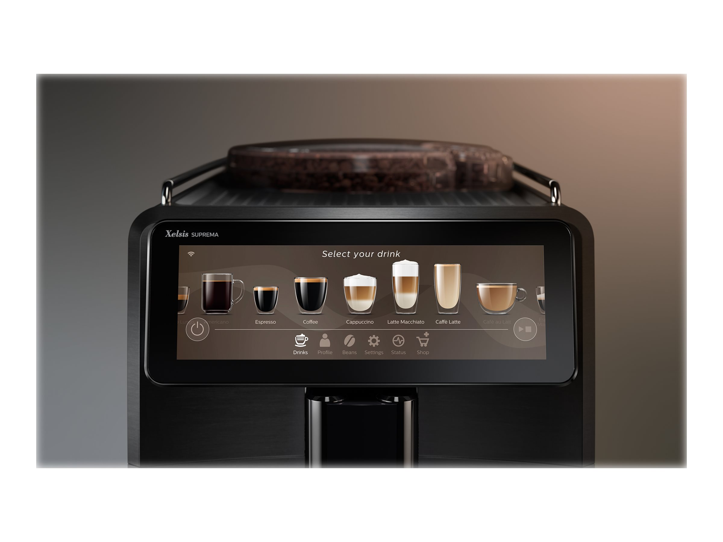 SAECO SM8780/00 Xelsis Deluxe Kaffeevollautomat (Klavierlack-Schwarz, Keramik, 15 bar, externer Milchbehälter)
