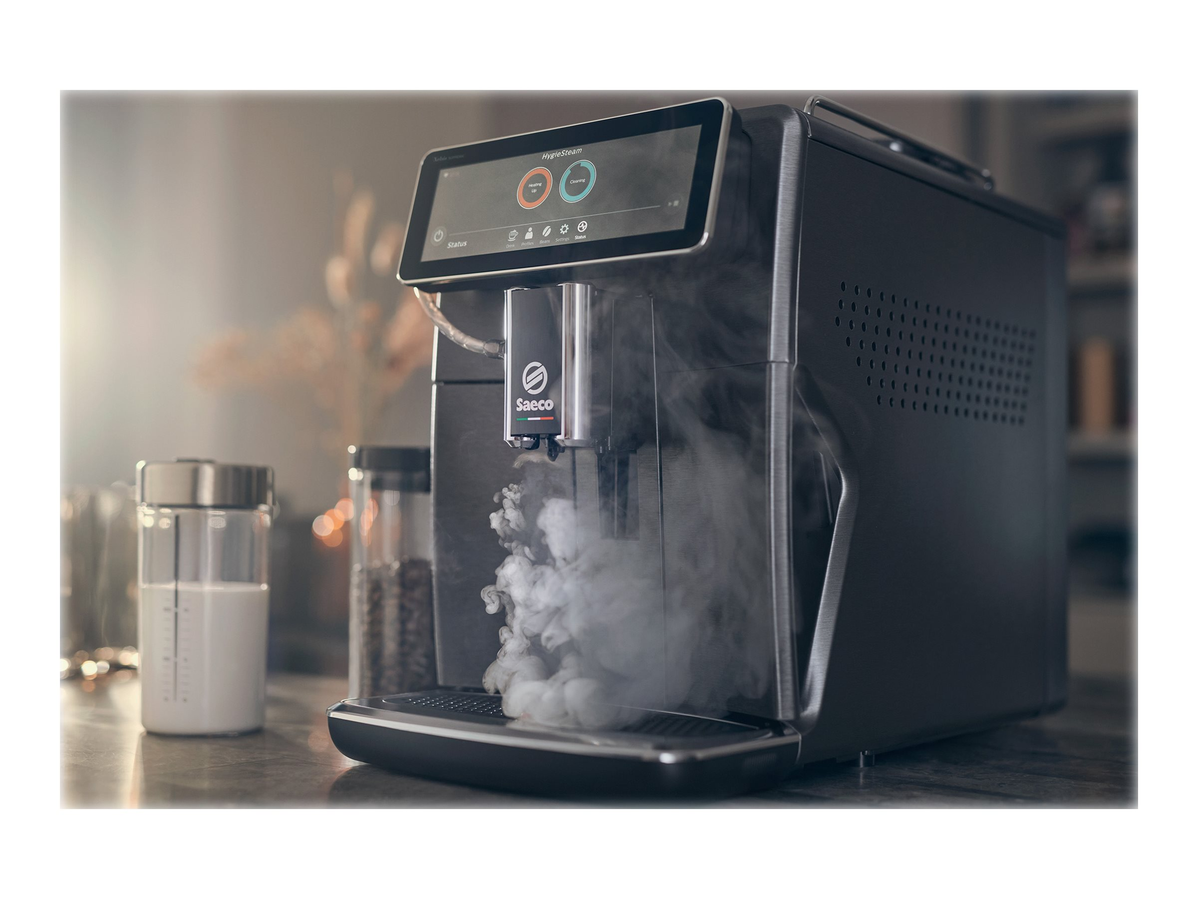 SAECO SM8780/00 Xelsis Deluxe Kaffeevollautomat (Klavierlack-Schwarz, Keramik, 15 bar, externer Milchbehälter)