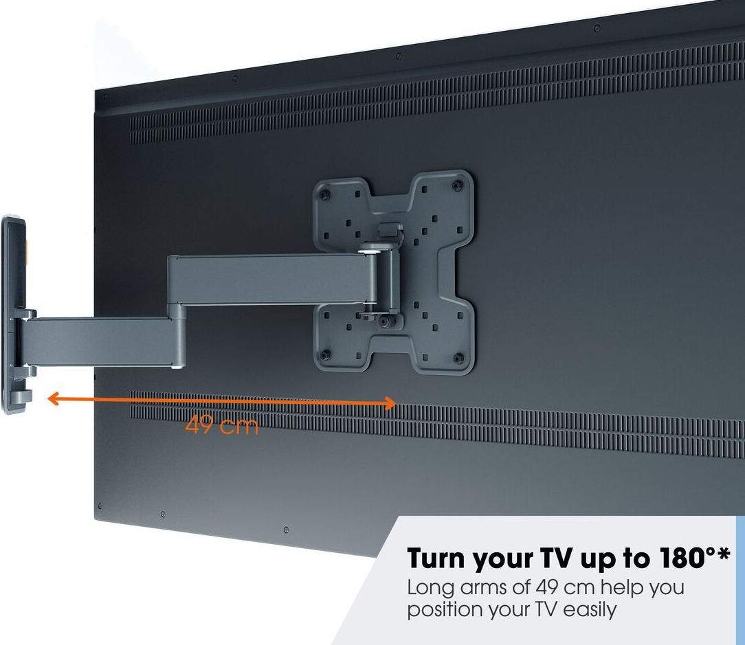 Rückseite eines Fernsehers mit Wandhalterung, Anweisungen.