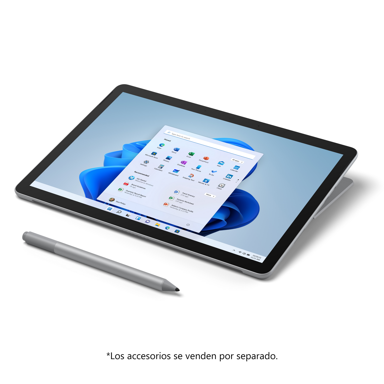Tableta con un bolígrafo sobre una superficie blanca.