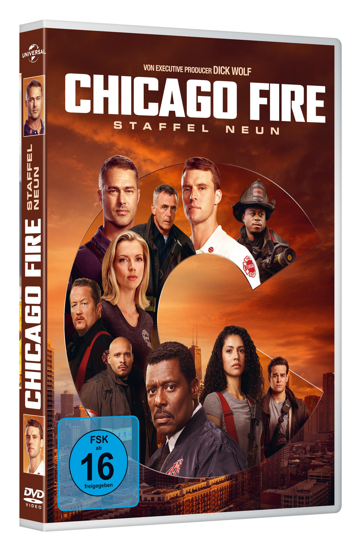 DVD-Hülle von Chicago Fire Staffel neun mit mehreren Schauspielern.