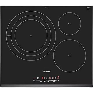 Placa de inducción - Siemens EH651FDC1E iQ300, Inducción, 3 zonas, 32 cm, Frying sensor, control Touch Slider, Negro