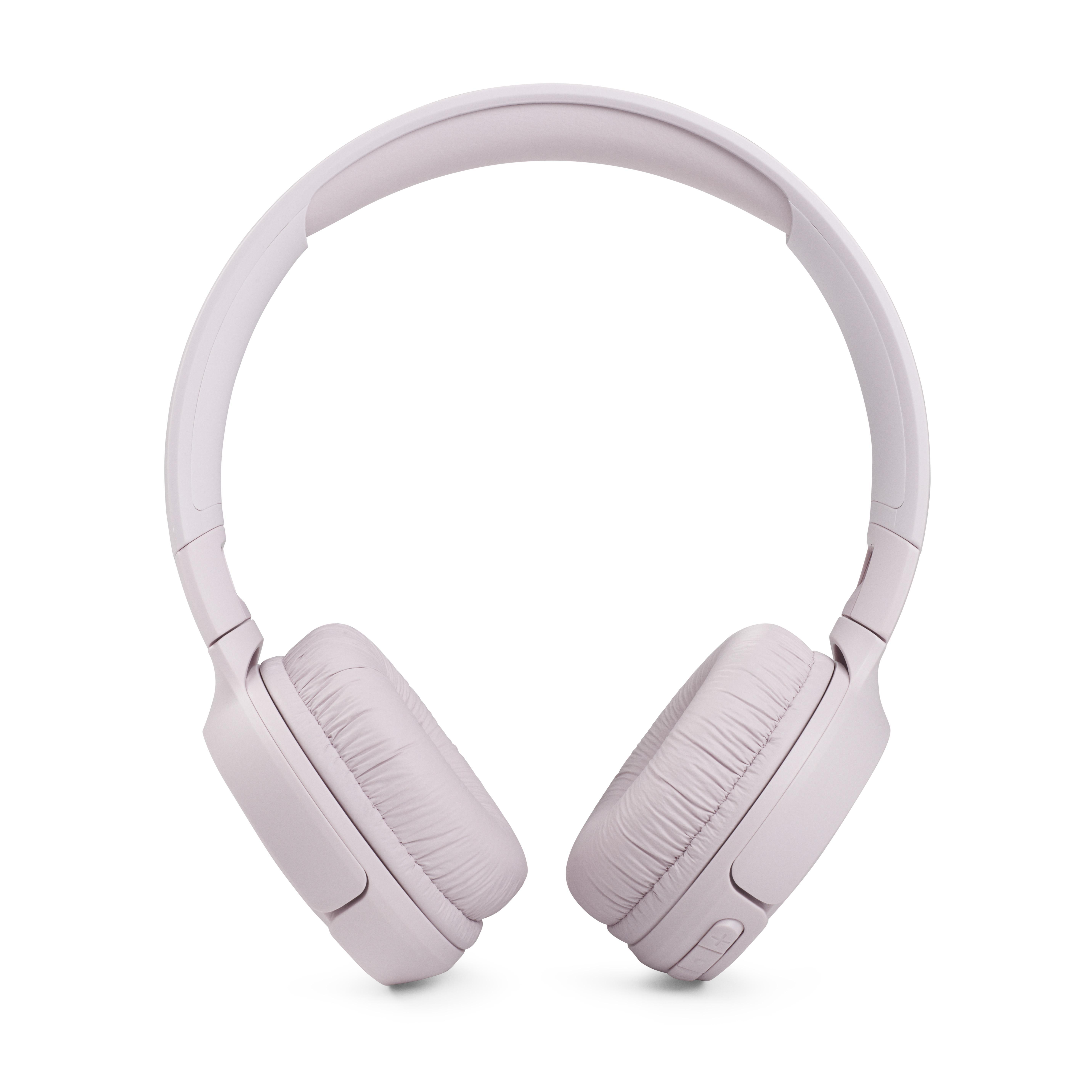 Ein Paar helllila Over-Ear-Kopfhörer.