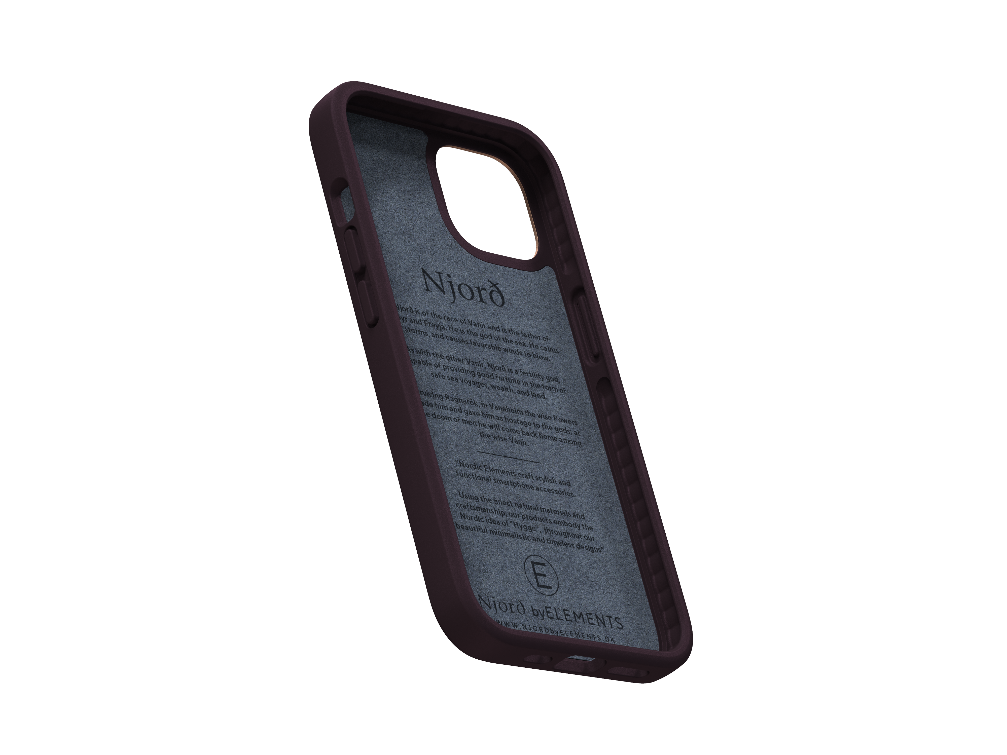 Telefonhülle innen mit Text auf lila Hintergrund.