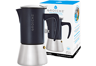 GROSCHE Milano  6 Cup 275 ml Çelik Moka Pot Siyah