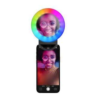 Aro de luz - CellularLine Selfie Ring Pocket, 4 modos de color, Multicolor