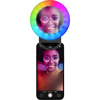 Aro de luz - CellularLine Selfie Ring Pocket, 4 modos de color, Multicolor