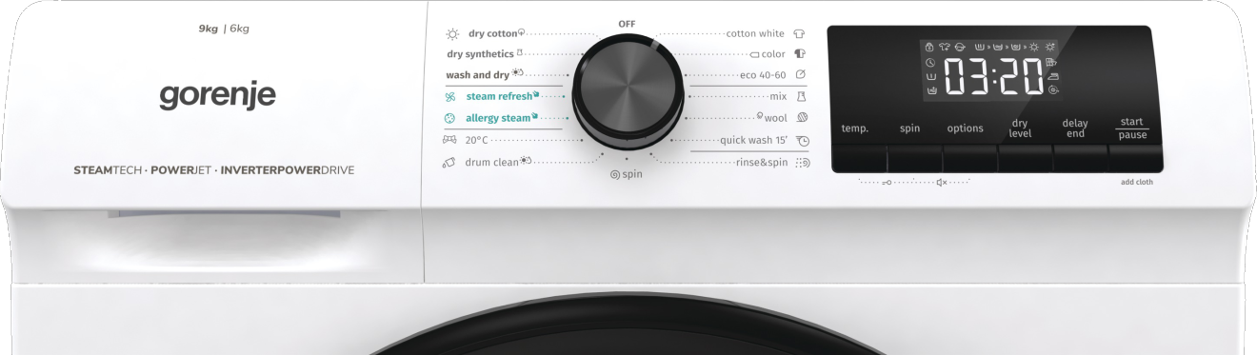 GORENJE WD9514S mosó- és szárítógép, Inverter moto, LED kijelző, SteamRefresh gőzprogram